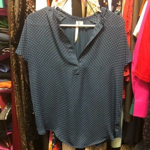 Blue polka-dot blouse